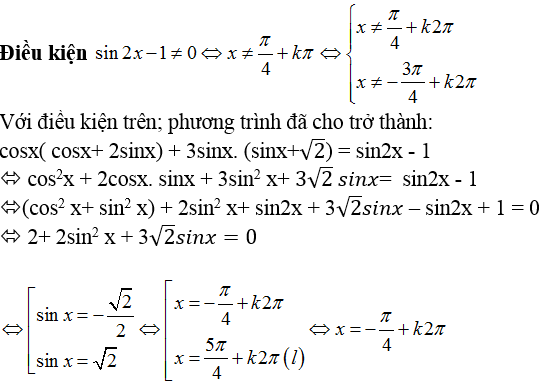 Phương trình quy về phương trình bậc hai đối với hàm số lượng giác