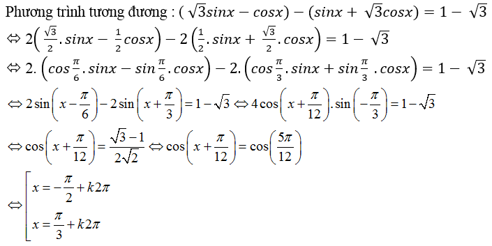 Phương trình quy về phương trình bậc nhất đối với sinx và cosx