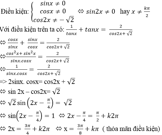 Phương trình quy về phương trình bậc nhất đối với sinx và cosx