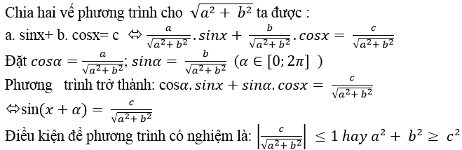 Phương trình quy về phương trình bậc nhất đối với sinx và cosx