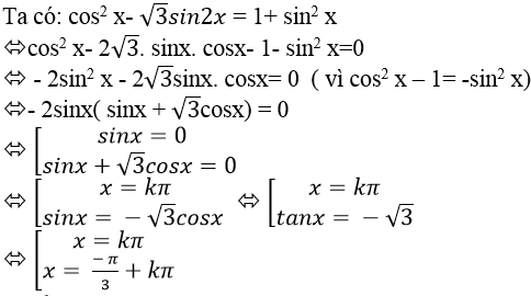 Phương trình thuần nhất bậc 2 đối với sinx và cosx