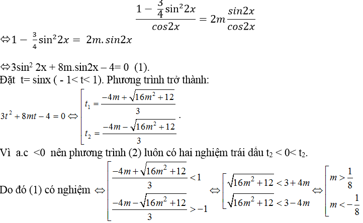 Tìm điều kiện của tham số m để phương trình lượng giác có nghiệm- Toán lớp 11