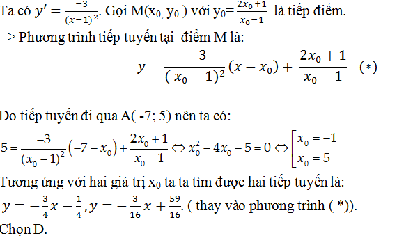 Viết phương trình tiếp tuyến của đồ thị hàm số đi qua 1 điểm