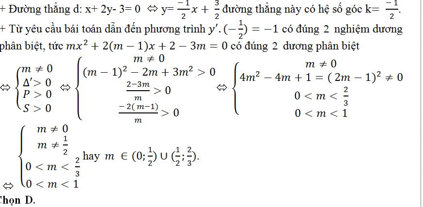 Viết phương trình tiếp tuyến của đồ thị hàm số khi biết hệ số góc