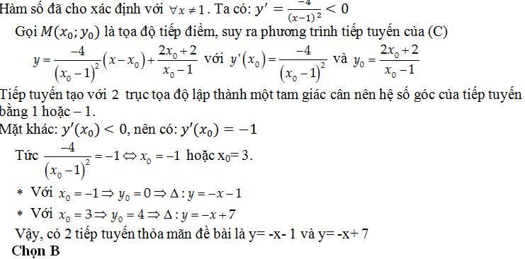 Viết phương trình tiếp tuyến của đồ thị hàm số khi biết hệ số góc