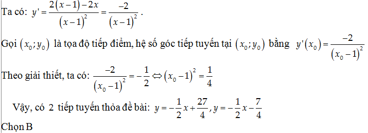 Viết phương trình tiếp tuyến của đồ thị hàm số khi biết hệ số góc