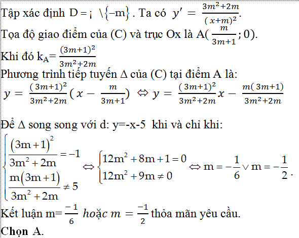 Viết phương trình tiếp tuyến của đồ thị hàm số khi biết hệ số góc