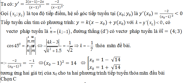 Viết phương trình tiếp tuyến thỏa mãn điều kiện cho trước