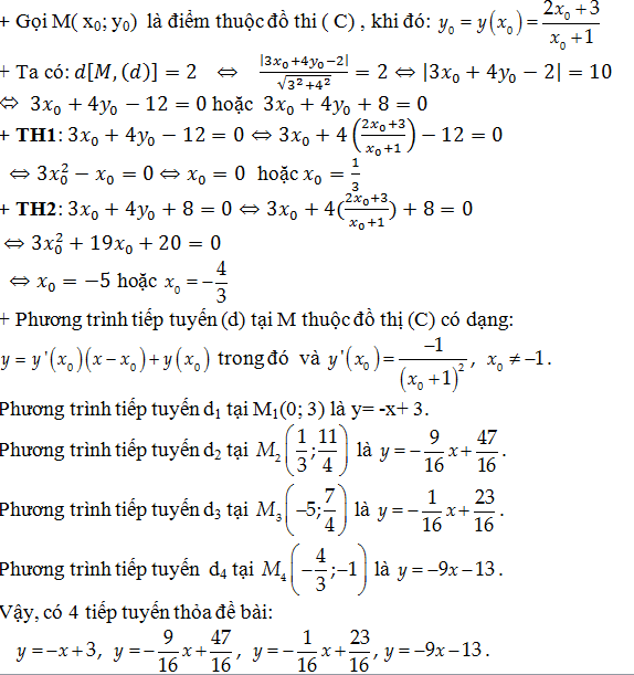 Viết phương trình tiếp tuyến thỏa mãn điều kiện cho trước