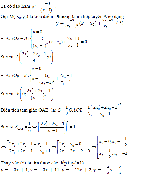 Viết phương trình tiếp tuyến thỏa mãn điều kiện cho trước