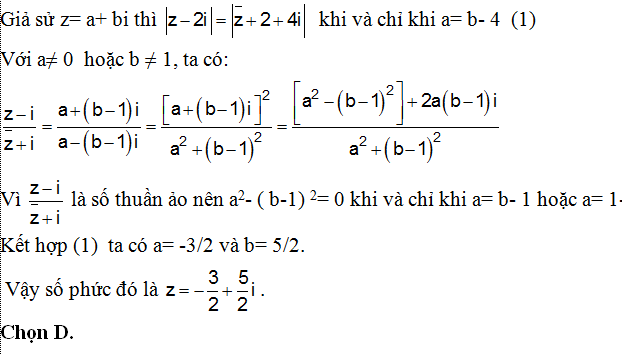 100 bài tập trắc nghiệm Số phức có lời giải (nâng cao - phần 2)