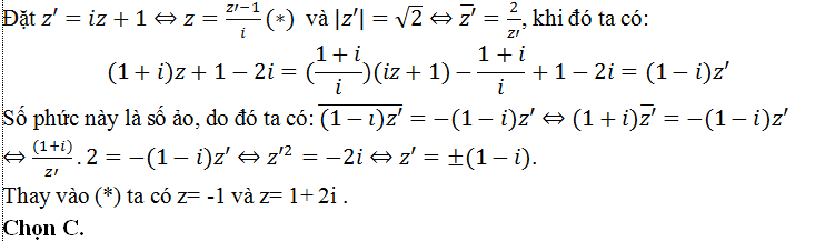 100 bài tập trắc nghiệm Số phức có lời giải (nâng cao - phần 3)