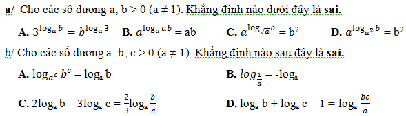 200 bài tập trắc nghiệm Hàm số mũ, lũy thừa, Lôgarit có lời giải (cơ bản - phần 2)