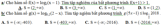 200 bài tập trắc nghiệm Hàm số mũ, lũy thừa, Lôgarit có lời giải (nâng cao - phần 5)