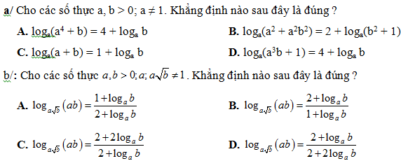 200 bài tập trắc nghiệm Hàm số mũ, lũy thừa, Lôgarit có lời giải (nâng cao - phần 1)