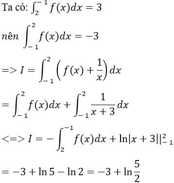 15 Bài tập về tính chất của tích phân có lời giải