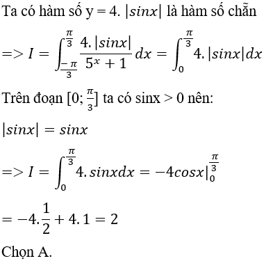 Hàm số dưới dấu tích phân là thương của hàm chẵn và hàm mũ