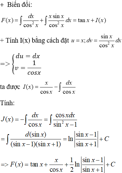 Tìm nguyên hàm của hàm lượng giác bằng phương pháp nguyên hàm từng phần cực hay