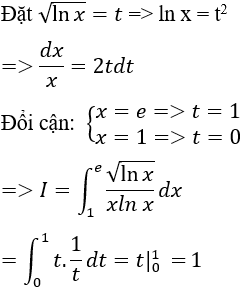 Tính tích phân hàm số mũ, logarit bằng phương pháp đổi biến số
