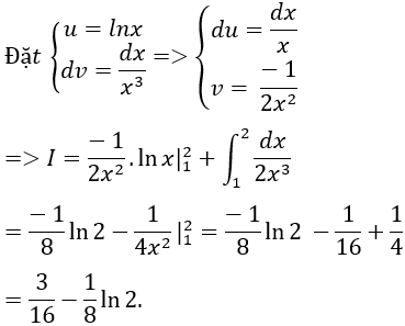 Tính tích phân hàm số mũ, logarit bằng phương pháp tích phân từng phần