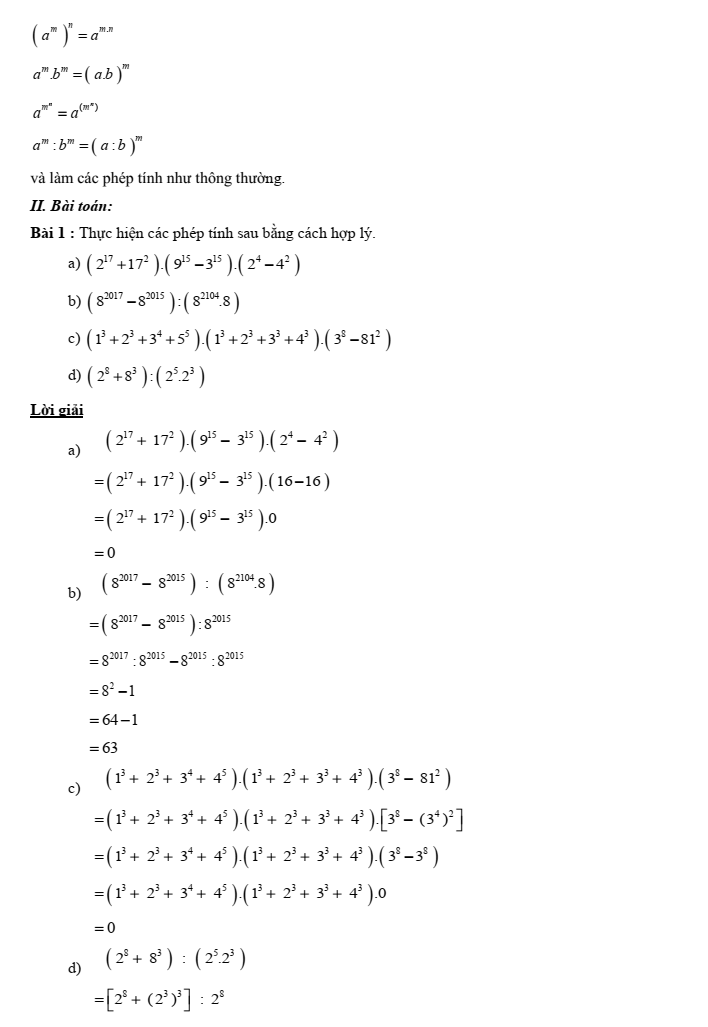 Chuyên đề bồi dưỡng HSG Toán 6 Lũy thừa với số mũ tự nhiên (có lời giải)