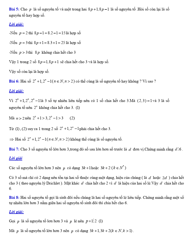 Chuyên đề bồi dưỡng HSG Toán 6 Số nguyên tố và hợp số (có lời giải)