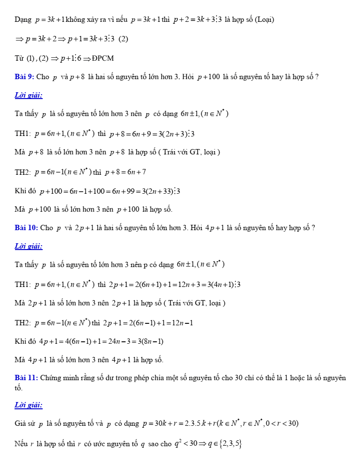 Chuyên đề bồi dưỡng HSG Toán 6 Số nguyên tố và hợp số (có lời giải)
