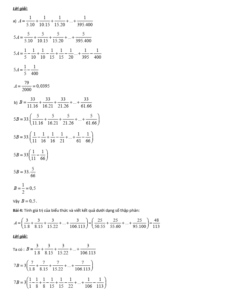 Chuyên đề bồi dưỡng HSG Toán 6 Số thập phân (có lời giải)