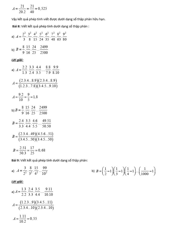 Chuyên đề bồi dưỡng HSG Toán 6 Số thập phân (có lời giải)