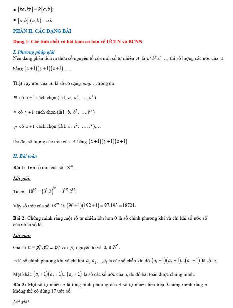 Chuyên đề bồi dưỡng HSG Toán 6 Ước chung lớn nhất và bội chung nhỏ nhất (có lời giải)
