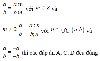 Trắc nghiệm Tính chất cơ bản của phân số - Bài tập Toán lớp 6 chọn lọc có đáp án, lời giải chi tiết