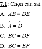 Bài tập ôn tập Chương 2 Hình Học 7