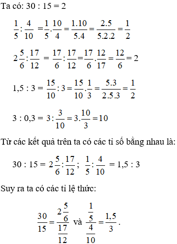 Cách lập tỉ lệ thức từ các số đã cho cực hay, chi tiết