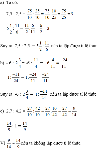 Cách lập tỉ lệ thức từ các số đã cho cực hay, chi tiết