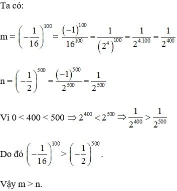 Cách so sánh hai lũy thừa cực hay, chi tiết