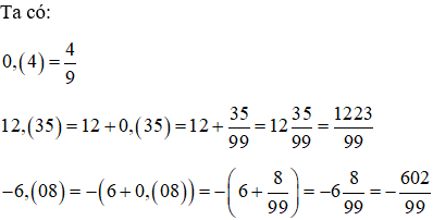 Cách viết số thập phân vô hạn tuần hoàn dưới dạng phân số tối giản cực hay, chi tiết