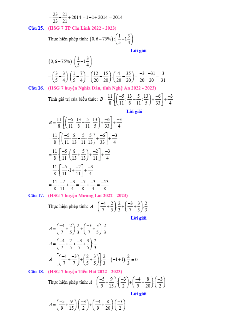 Chuyên đề bài tập bồi dưỡng HSG Toán 7 (có lời giải)