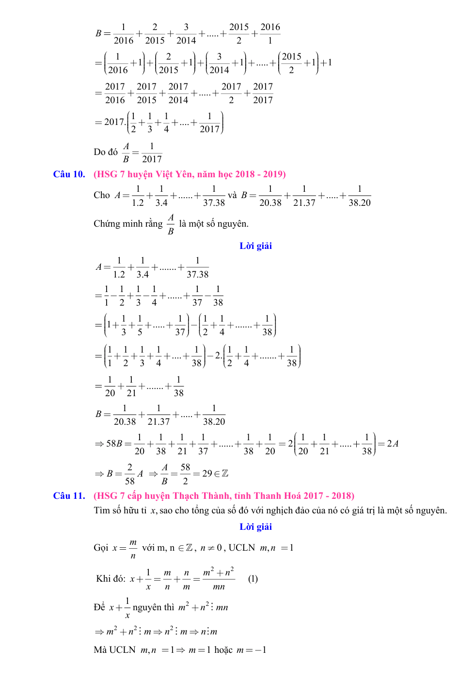 Chuyên đề bồi dưỡng HSG Toán 7 Các dạng toán về phân số (có lời giải)