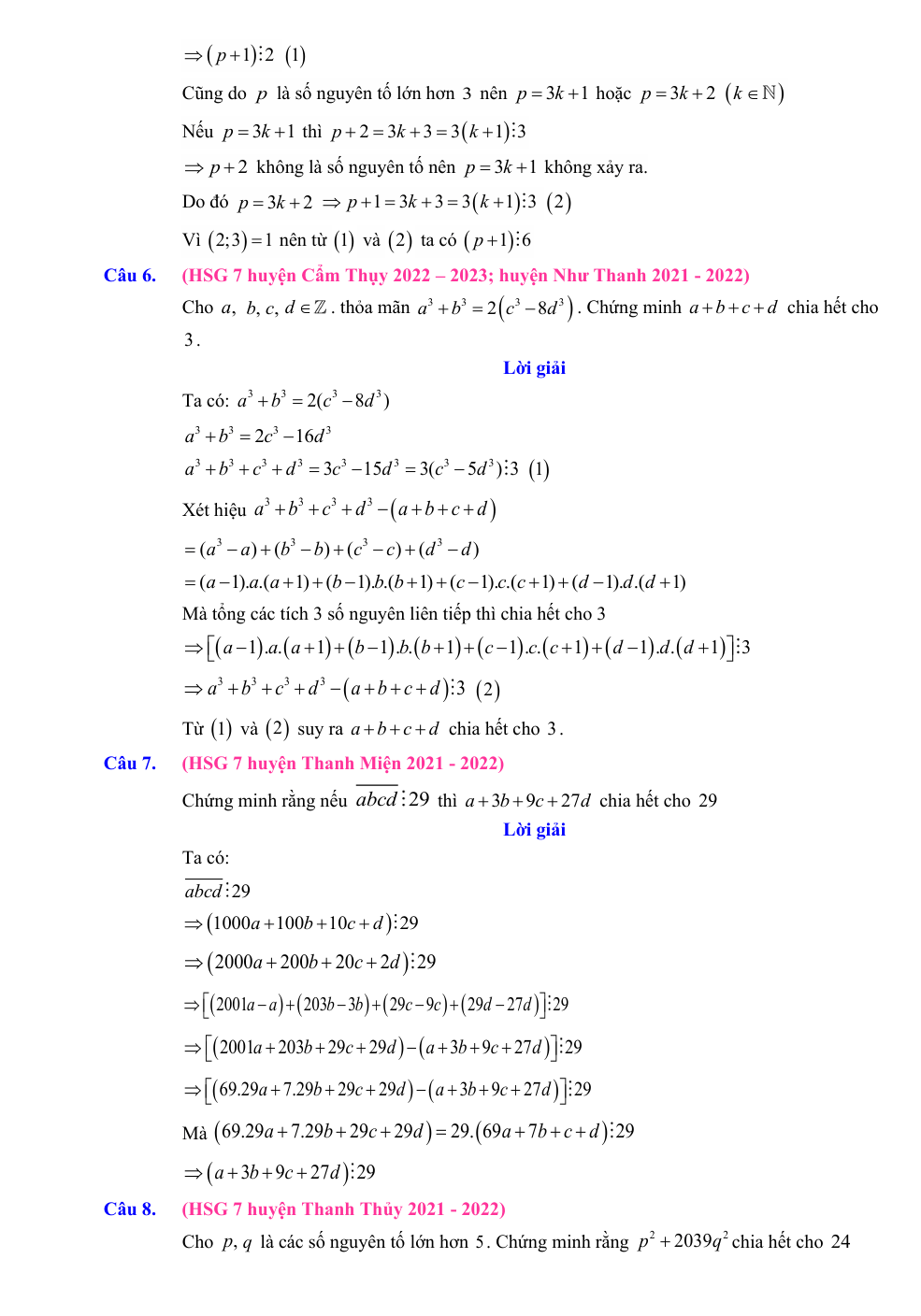 Chuyên đề bồi dưỡng HSG Toán 7 Chứng minh chia hết và tìm chữ số tận cùng (có lời giải)