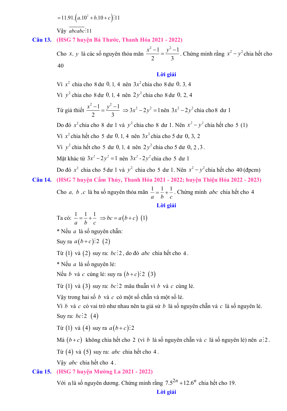 Chuyên đề bồi dưỡng HSG Toán 7 Chứng minh chia hết và tìm chữ số tận cùng (có lời giải)