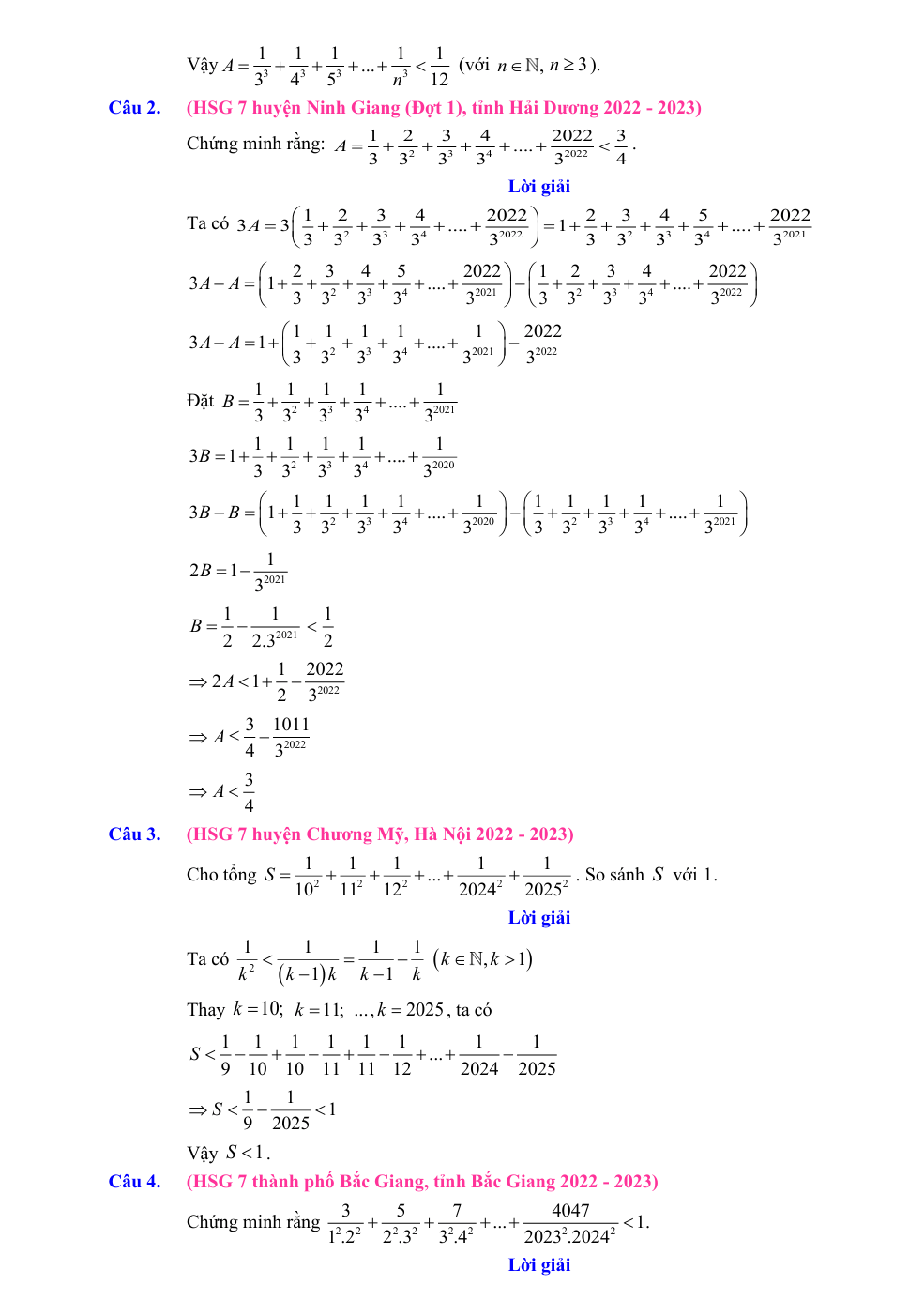 Chuyên đề bồi dưỡng HSG Toán 7 Lũy thừa với số mũ tự nhiên (có lời giải)