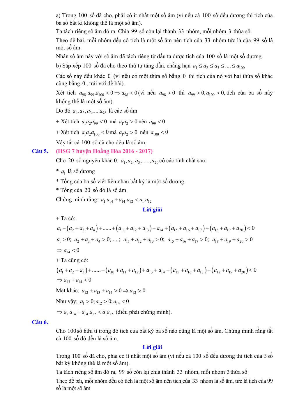 Chuyên đề bồi dưỡng HSG Toán 7 Nguyên lý Dirichlet (có lời giải)