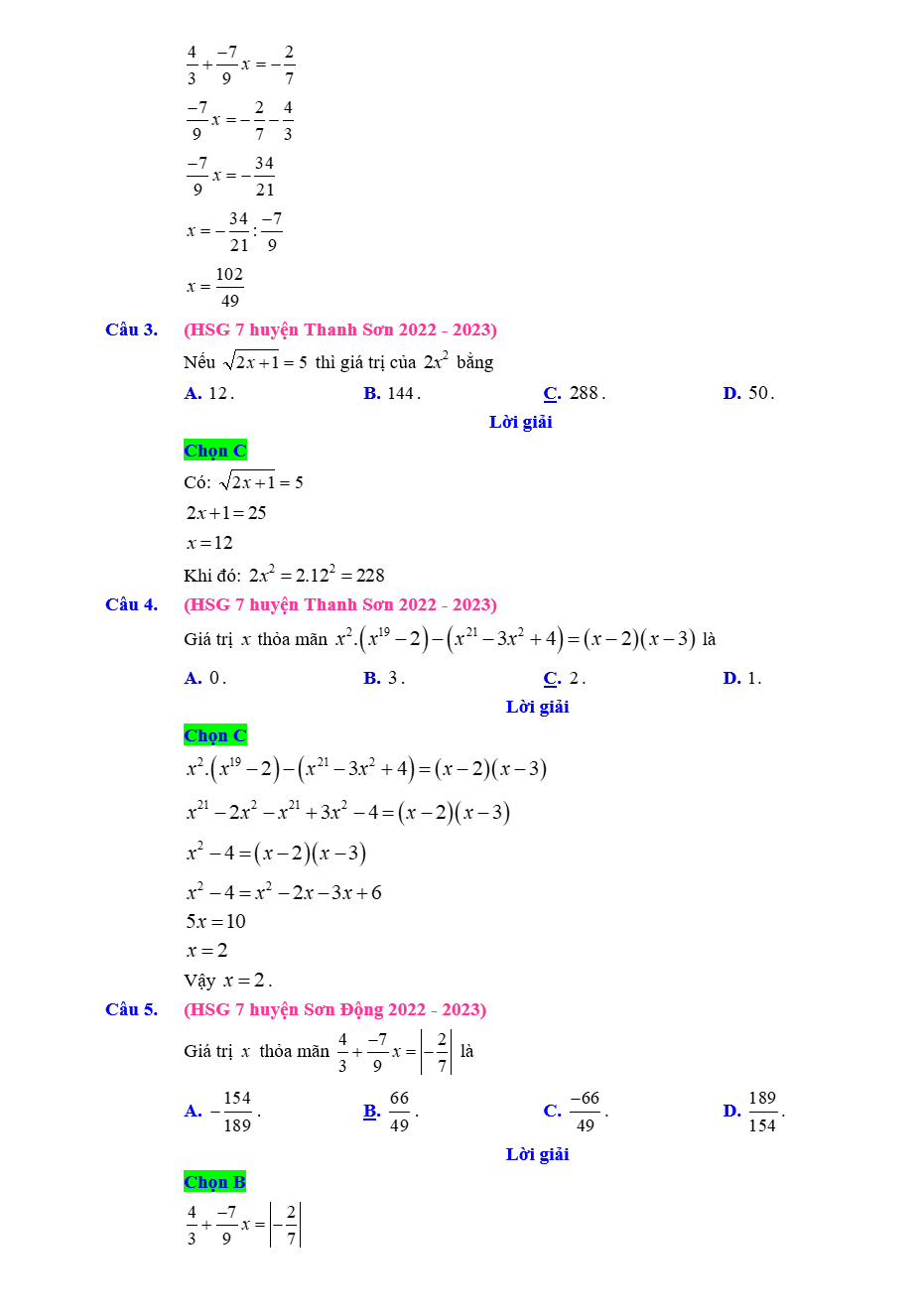 Chuyên đề bồi dưỡng HSG Toán 7 Tìm ẩn chưa biết (có lời giải)