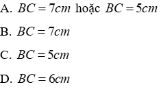 Trắc nghiệm Quan hệ giữa ba cạnh của một tam giác. Bất đẳng thức tam giác