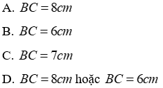 Trắc nghiệm Quan hệ giữa ba cạnh của một tam giác. Bất đẳng thức tam giác