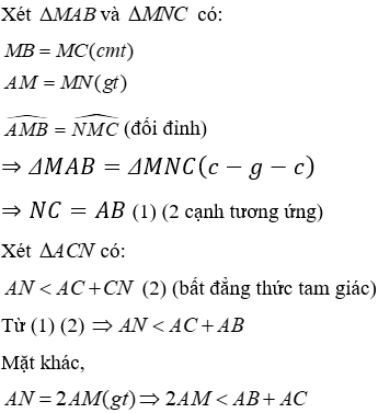 Trắc nghiệm Quan hệ giữa ba cạnh của một tam giác. Bất đẳng thức tam giác