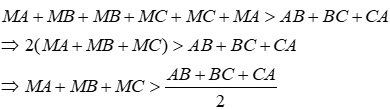 Trắc nghiệm Quan hệ giữa ba cạnh của một tam giác. Bất đẳng thức tam giác