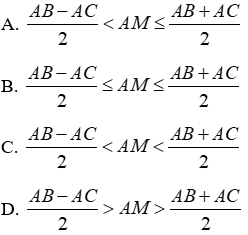 Trắc nghiệm Quan hệ giữa ba cạnh của một tam giác. Bất đẳng thức tam giác