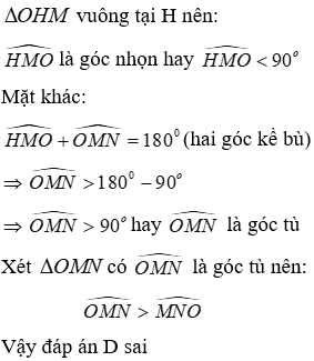 Trắc nghiệm Quan hệ giữa đường vuông góc và đường xiên, đường xiên và hình chiếu