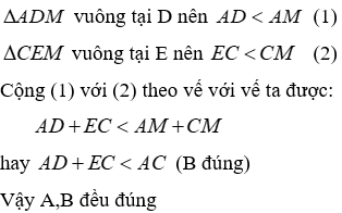 Trắc nghiệm Quan hệ giữa đường vuông góc và đường xiên, đường xiên và hình chiếu